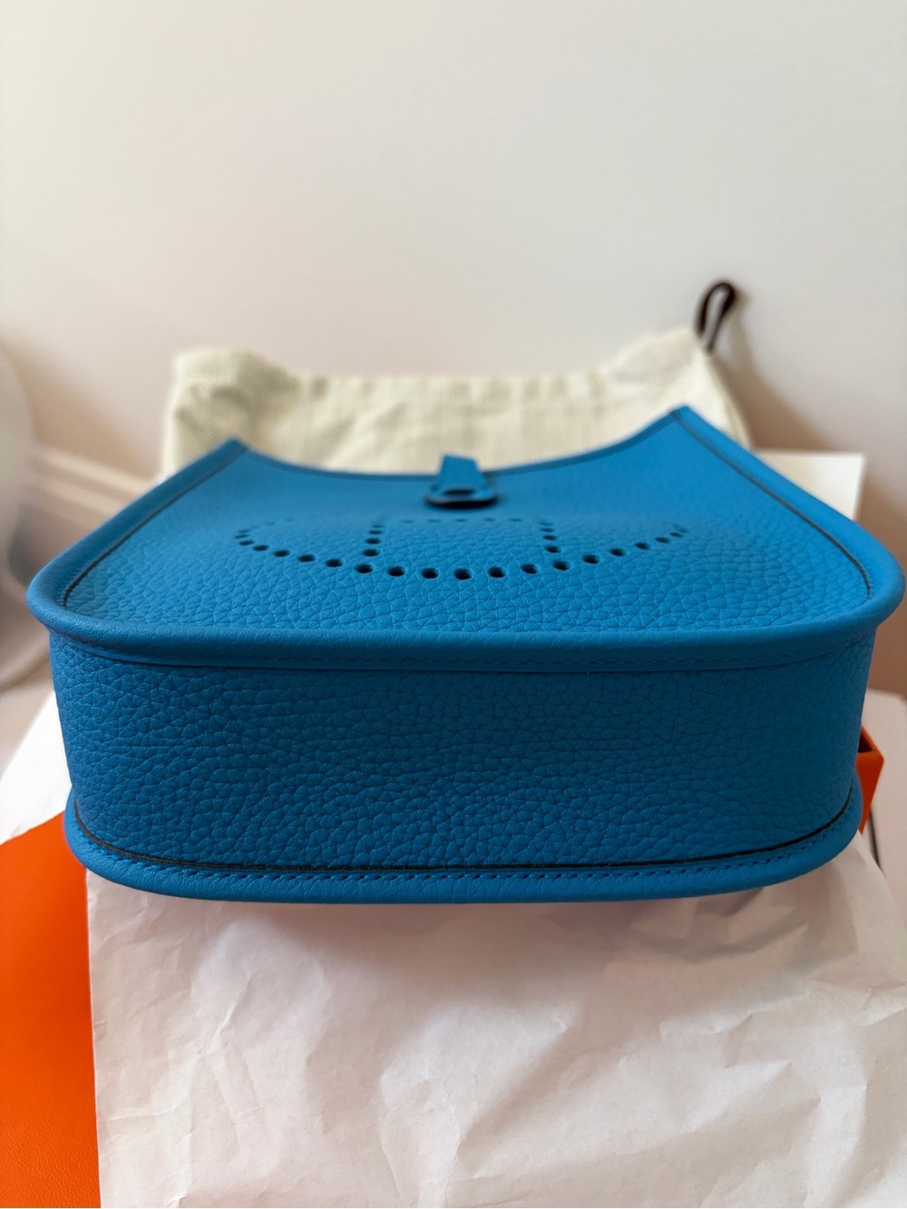 Hermes mini Evelyne tpm Blue Zanzibar Clemence Crossbody Bag - Picture 2 of 5